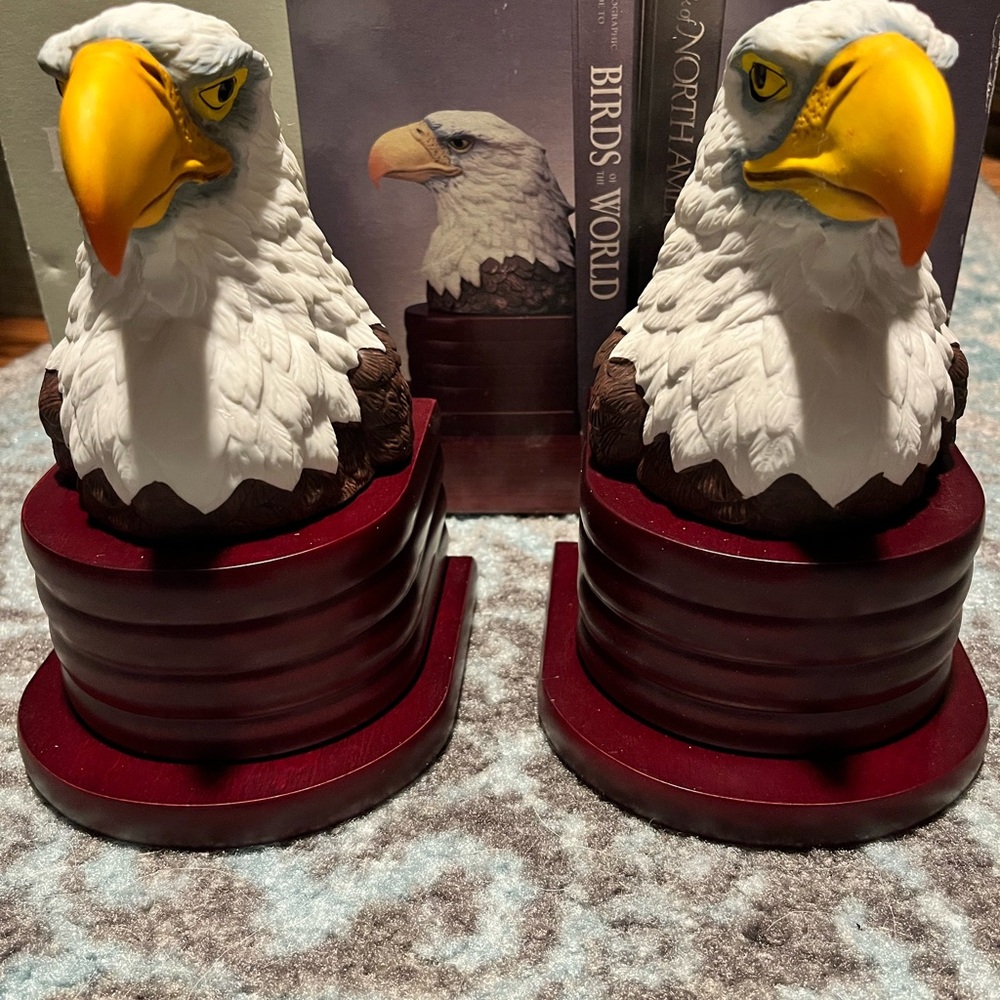 Majestic Eagle Bookends - White, Brown, and Orange